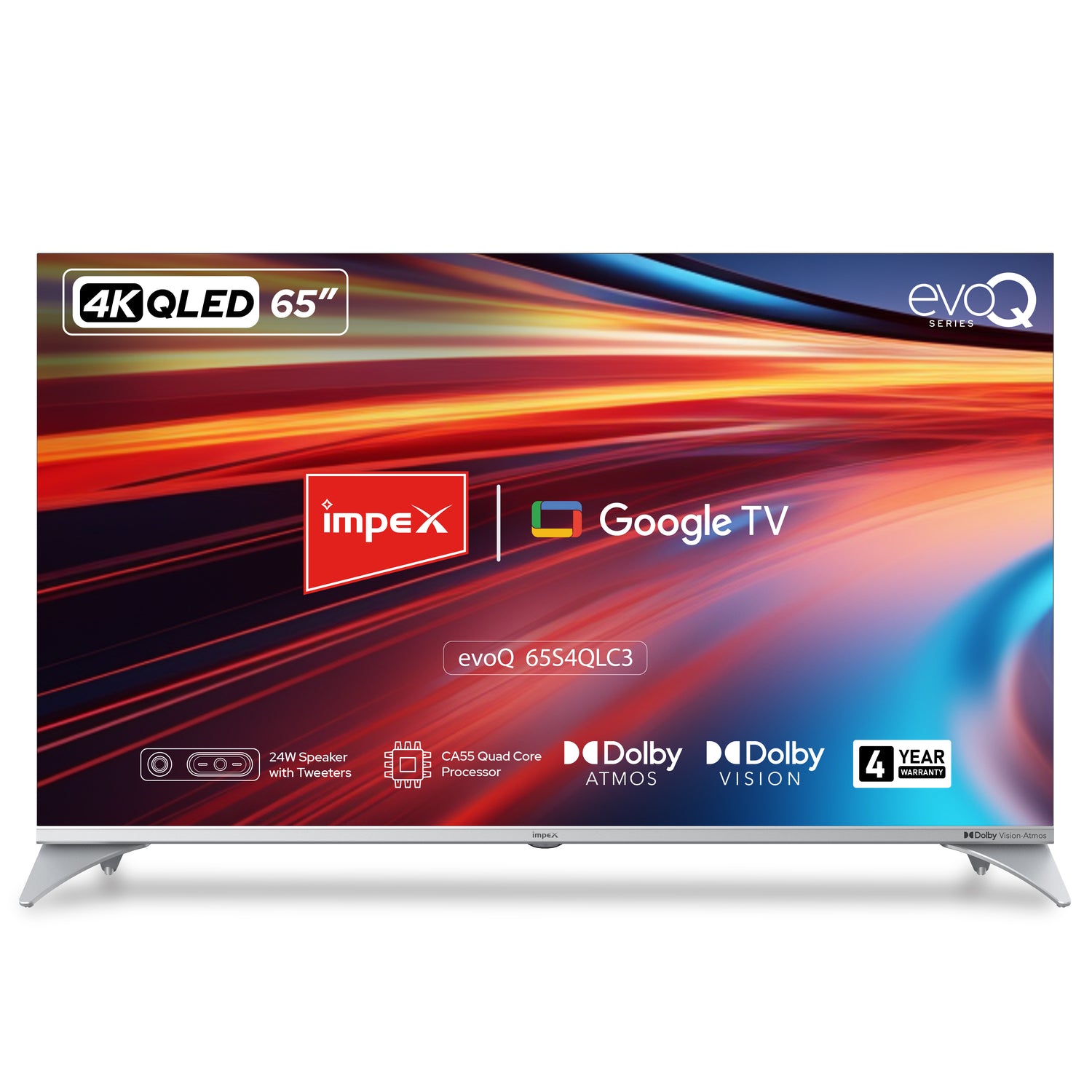 Impex evoQ 65-inch 4K UHD QLED Smart Google TV with Dolby Atmos, 120 Hz DLG, and 2+2 Year Warranty (Black)