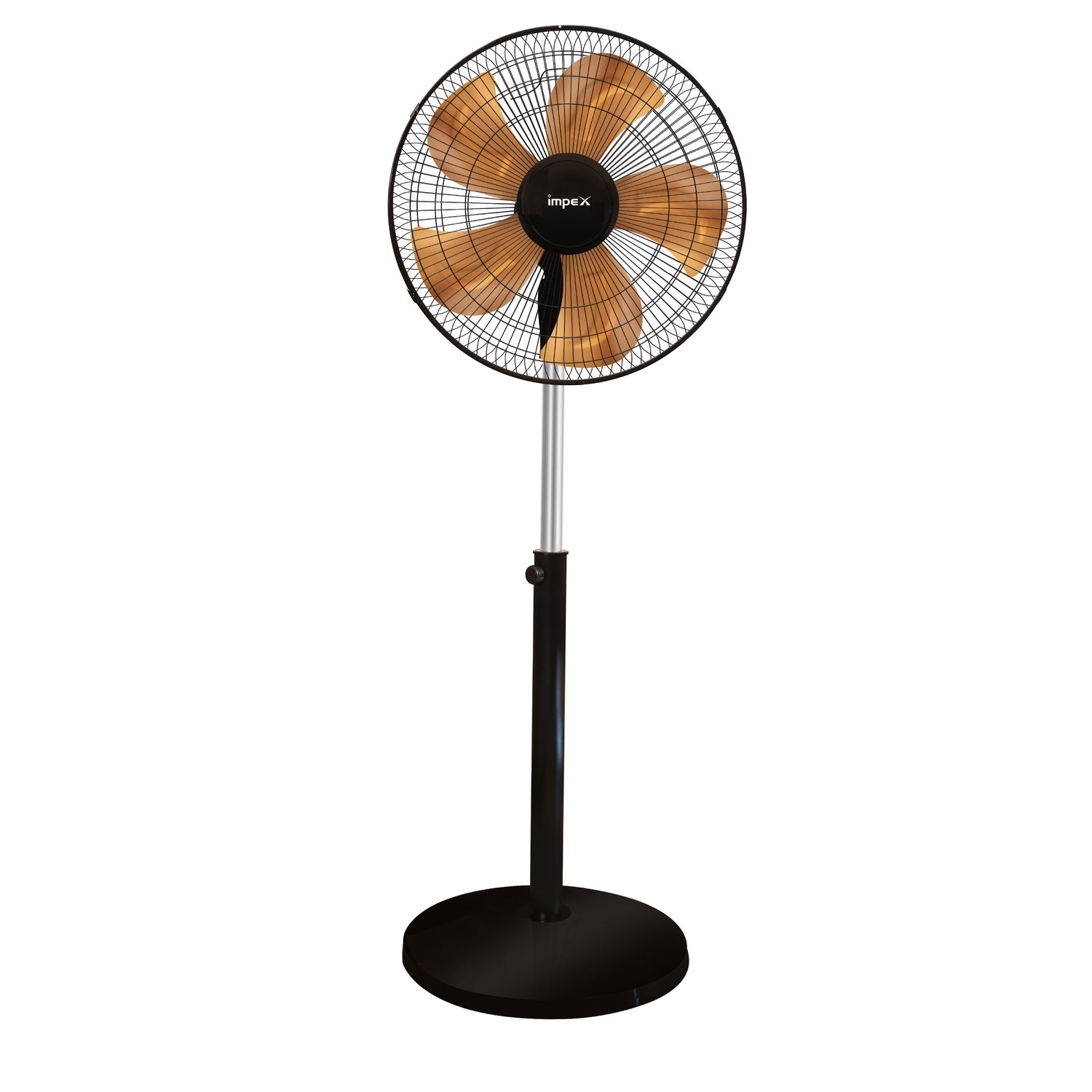 Impex Metadio 18 PF Gold 450 mm Metal Pedestal Fan with Telescopic Height Adjustment, Aluminium Blades, and 2-Year Warranty