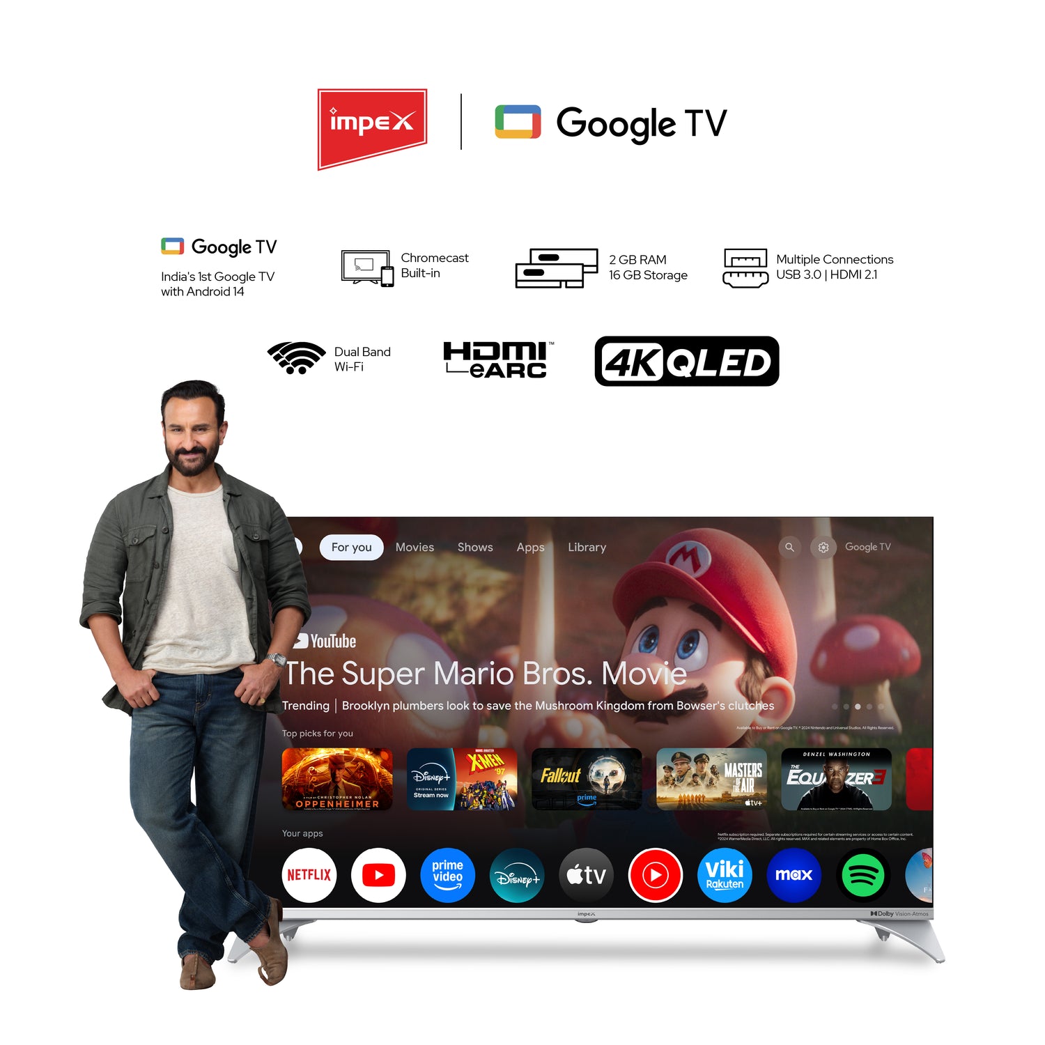 Impex evoQ 65S4QLC3 - 65 Inch QLED TV, Google TV, UHD