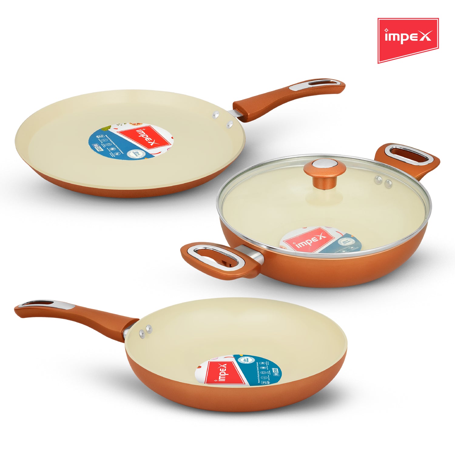 Trucera 4-Piece Ceramic Cookware Set | Tawa, Fry Pan, Kadai | 2 Year Warranty