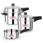 Impex EP 235 Stainless Steel Induction Base Outer Lid Pressure Cooker Family Combo (Pack of 3)