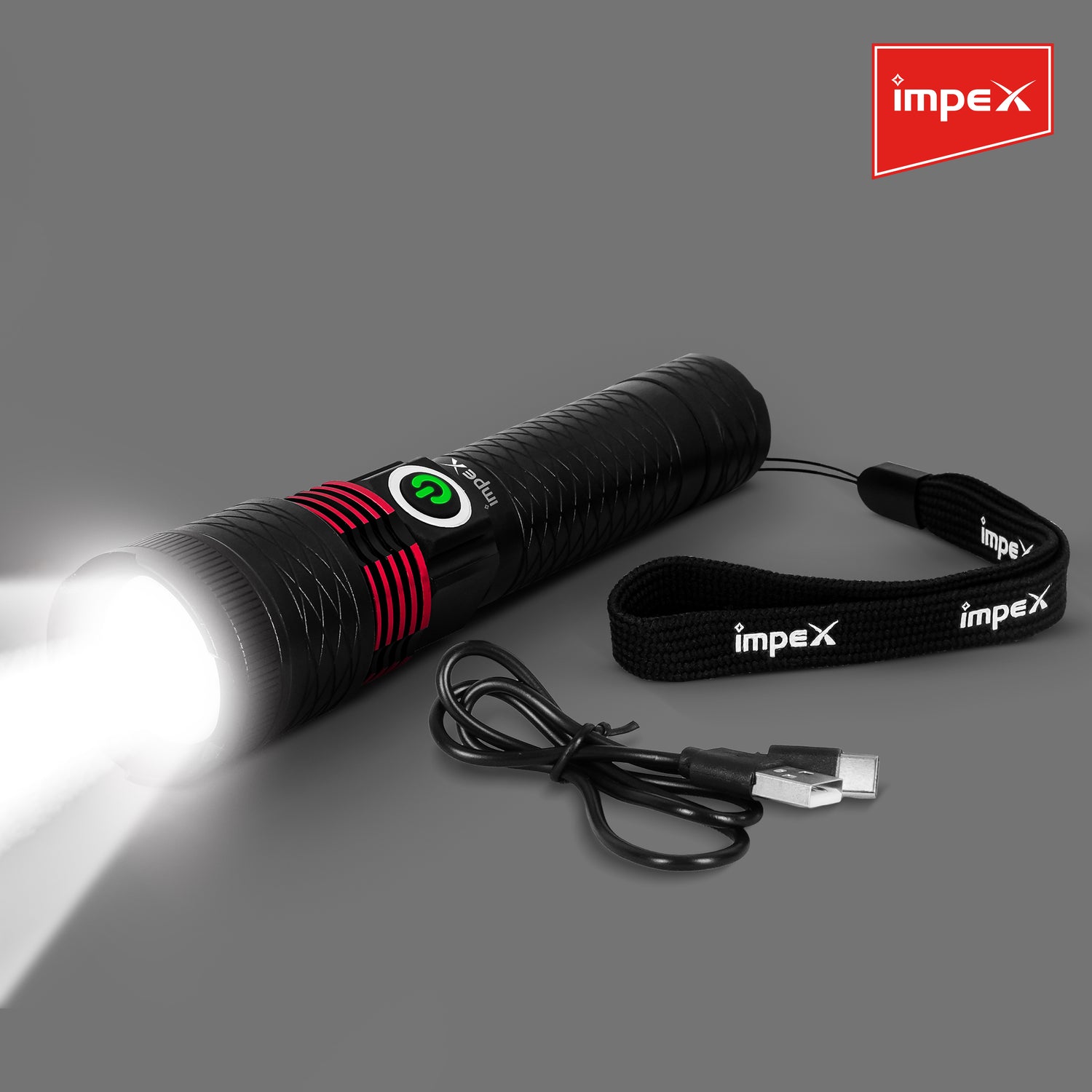 Impex HUNTER Z1 Rechargeable LED Flashlight with Laser LED, 1800 Meter Real Range and 1500 mAh Li-ion Battery (Black)
