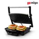 Impex Eazytoast Panini & Sandwich Maker with Floating Hinge System, 1000W Power, and Premium Stainless Steel Body (Black and Steel Finish)