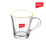 Impex Dior Gold 160 V Premium Glassware, Set of 6 Glasses with Elegant Gold Rim (160 ml)