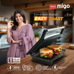 Eazytoast Sandwich Maker | 1000W Panini Grill | Floating Hinge | Stainless Steel Body | Non-Stick Plates