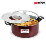 MIGO 10 Litre Non Stick Granite Dum Biryani Pot | 5-Layer Super Granite Coating | Induction & Gas Stove Compatible | Aluminium Cookware | Chrome-Plated Handles | 1 Year Warranty
