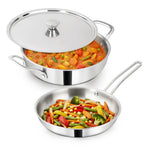 Impex TKF 2422 Migo 3-Piece SS Triply Cookware Set with Kadai, Fry Pan, and Stainless Steel Lid