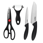 KS 4 Stainless Steel 4-Piece Knife Set with Non-Toxic Handles and Ceramic Peeler