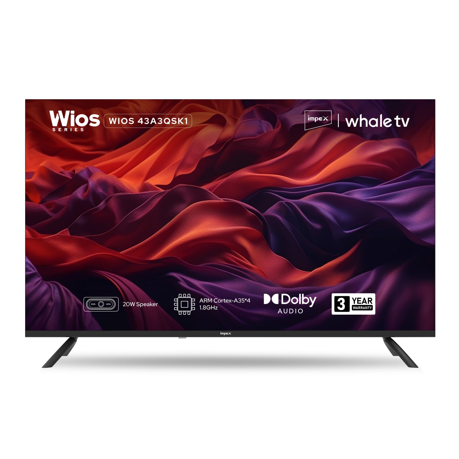 Impex WIOS Whale Series 43-inch Full HD QLED Smart TV (WIOS 43A3QSK1) with HDR10, Dolby Audio, and 3-Year Warranty (Black)