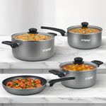 Impex RHUK8N Royal 7-Piece Granite Coated Nonstick Cookware Set with Induction Base and Hammer Tone Finish