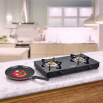 Hot Deal Kitchen Combo | 2-Burner Glass Top Gas Stove + 26cm Non-Stick Pathiri Pan | Induction Base | Everyday Cooking Essentials