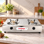 EFFICIO 2B LERC Stainless Steel 2 Burner Gas Stove | 74% Thermal Efficiency | High-Grade SS Body | 5-Year Warranty