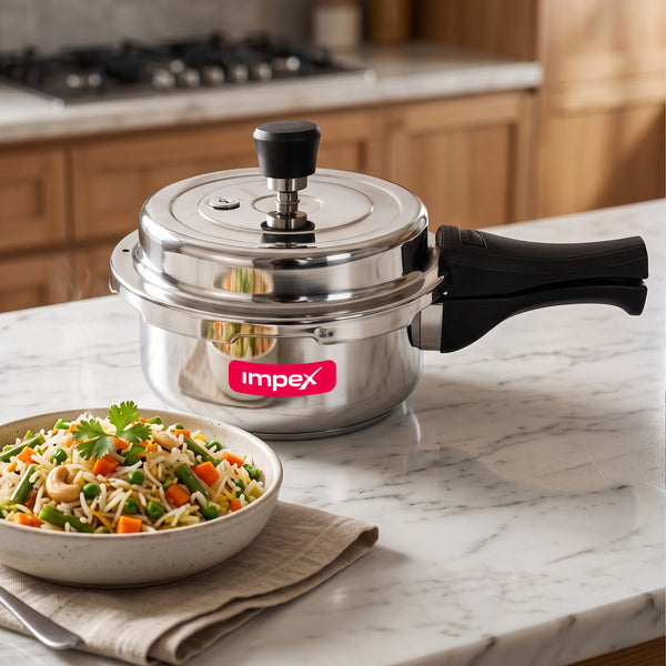 EP 2 Litre Stainless Steel Pressure Cooker | Sandwich Bottom | Gas & Induction Compatible | 5 Year Warranty