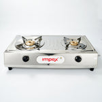 EFFICIO 2B LERC Stainless Steel 2 Burner Gas Stove | 74% Thermal Efficiency | High-Grade SS Body | 5-Year Warranty