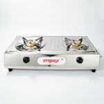 EFFICIO 2B LERC Stainless Steel 2 Burner Gas Stove | 74% Thermal Efficiency | High-Grade SS Body | 5-Year Warranty