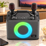 KM 1306 Portable Karaoke Speaker 50W RMS | Dual Rechargeable Wireless Microphones | Bluetooth Connectivity