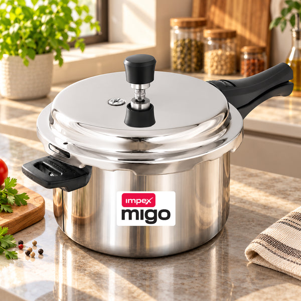 MIGO TPC 5N Serene 5 Litre Triply Pressure Cooker | Triply Stainless Steel Body | Induction & Gas Compatible |1 Year Warranty