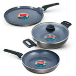 Impex ENVY NV 444 C TRUCERA 4-Piece Ceramic Non-Stick Cookware Set (Kadhai, Frypan, Tawa 24cm) - Induction Base, 2-Year Warranty