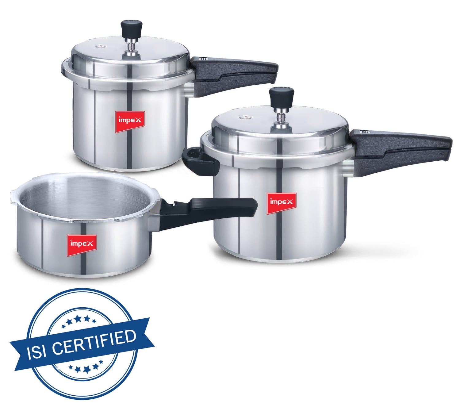 IMPEX Induction Base Combo 2 L, 3 L, 5 L Aluminium Induction Bottom Pressure Cooker