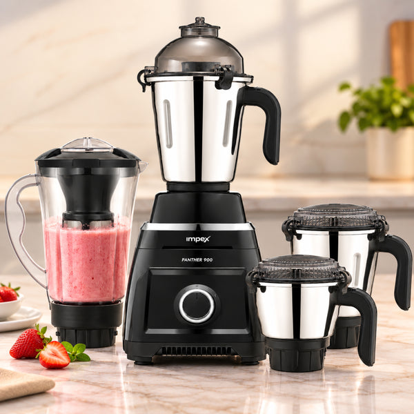 Panther X9 4J Mixer Grinder (Black) | 900W Motor | 4 Jars | 7-Year Motor Warranty