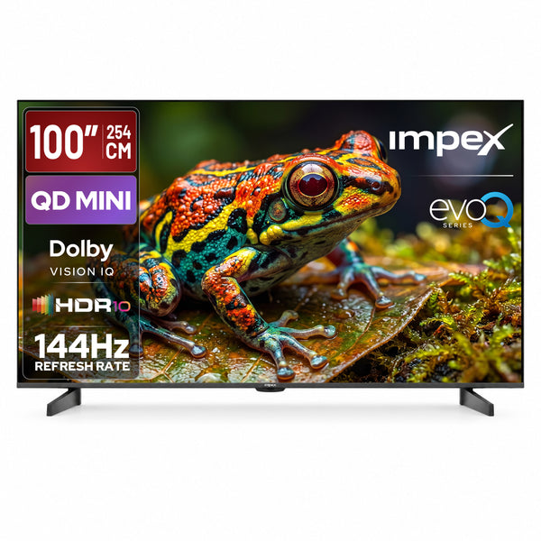 Impex evoQ 254 cm (100 inch) 4K Ultra HD QD-Mini LED Google TV 100S4MLC3 | 144Hz, Dolby Vision IQ, Dolby Atmos 24W | 4 Year Warranty