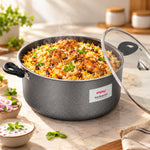 Dum Biryani Pot 12L RDBP12 Grey | PFOA-Free | Tempered Glass and Dum Lid | Induction Compatible | 1 Year Warranty
