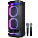 RollingStorm TR25 Party Speaker | 160W | Dual 8" Speakers | Dual Rechargeable Wireless Karaoke Mics | TWS | RGB LED Lights | Guitar Input