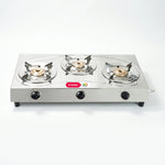 EFFICIO 3B LERC Stainless Steel 3 Burner Gas Stove | 74% Thermal Efficiency | High-Grade SS Body | 5-Year Warranty