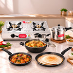 Super Saver Combo - 2 Burner Gas Stove + 3L Pressure Cooker + 4 Piece Non Stick Cookware Set