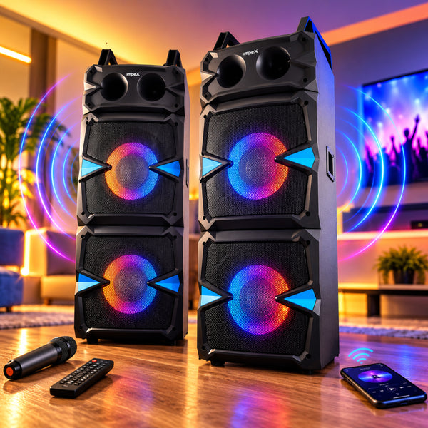 Thunder T100 160W Stage Speaker System | Bluetooth Party Speaker with Guitar & Mic Input | RGB Lights | USB, AUX, SD & FM
