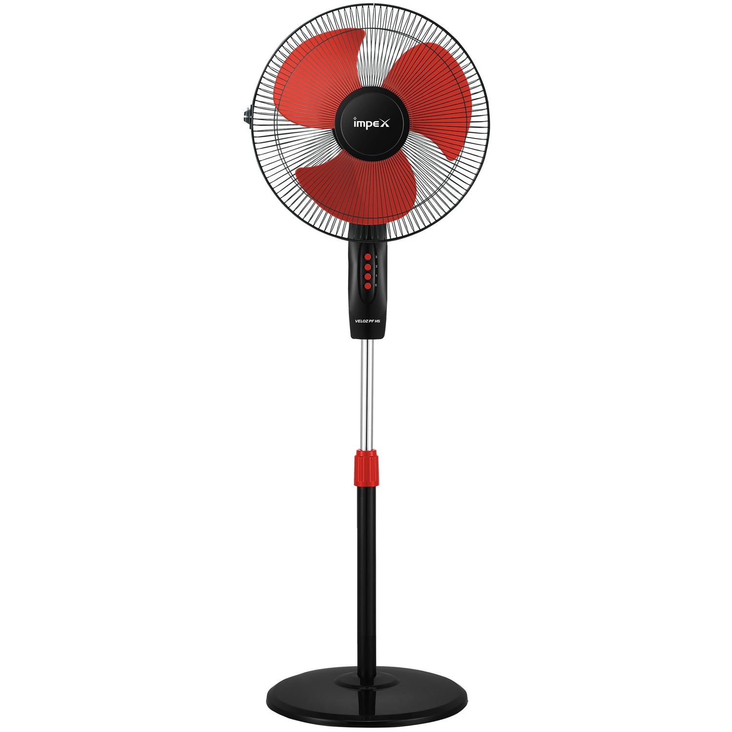 Impex Veloz High-Speed 100% Copper Pedestal Fan with 400mm Sweep, 120W Motor, and Thermal Overload Protection (Red & Black)