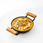 Cast Iron Kadai Pan | Pre-Seasoned Natural Nonstick Surface | Nitride Protection | Wooden Handles | Less Oil Cooking | Gas & Induction Compatible | CIL KP24 BW