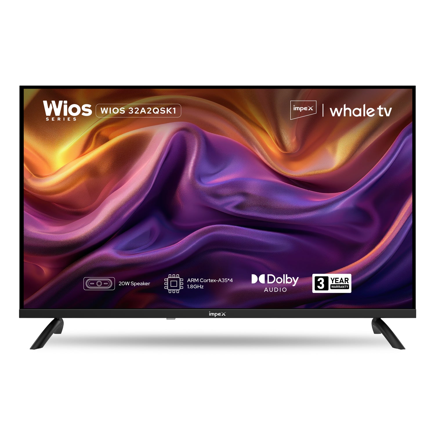 Impex WIOS Whale Series 32-inch QLED HD Smart TV with HDR10, Dolby Audio, and Android 13