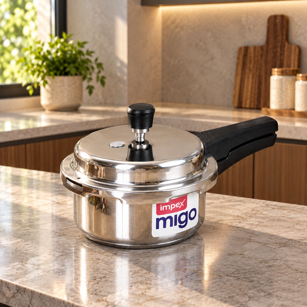 EP 2 Litre Stainless Steel Pressure Cooker | Sandwich Bottom | Gas & Induction Compatible | 5 Year Warranty