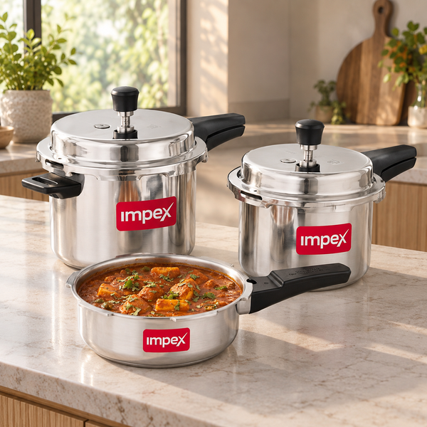 EP Stainless Steel Pressure Cooker Combo | 2L + 3L + 5L | Sandwich Bottom | Induction & Gas Compatible | 5-Year Warranty
