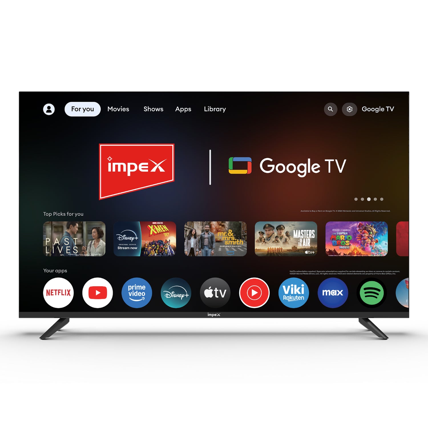 Impex evoQ 43-inch 4K UHD QLED Smart Google TV with HDR10, MEMC, and 2+2 Year Warranty (Black)