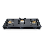 Specta 3B Neo 3 Burner Gas Stove | Toughened Glass Top | Brass Burners | Black