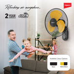 Zolo RWF Wall Fan | 400mm Sweep | Remote Control | 3 Speed Settings | 1350 RPM | Yellow & Black | 2-Year Warranty