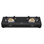 Impex IGS 1212M Glass Top 2 Burner Gas Stove, Manual Ignition, ISI Certified, 2-Year Warranty, Black