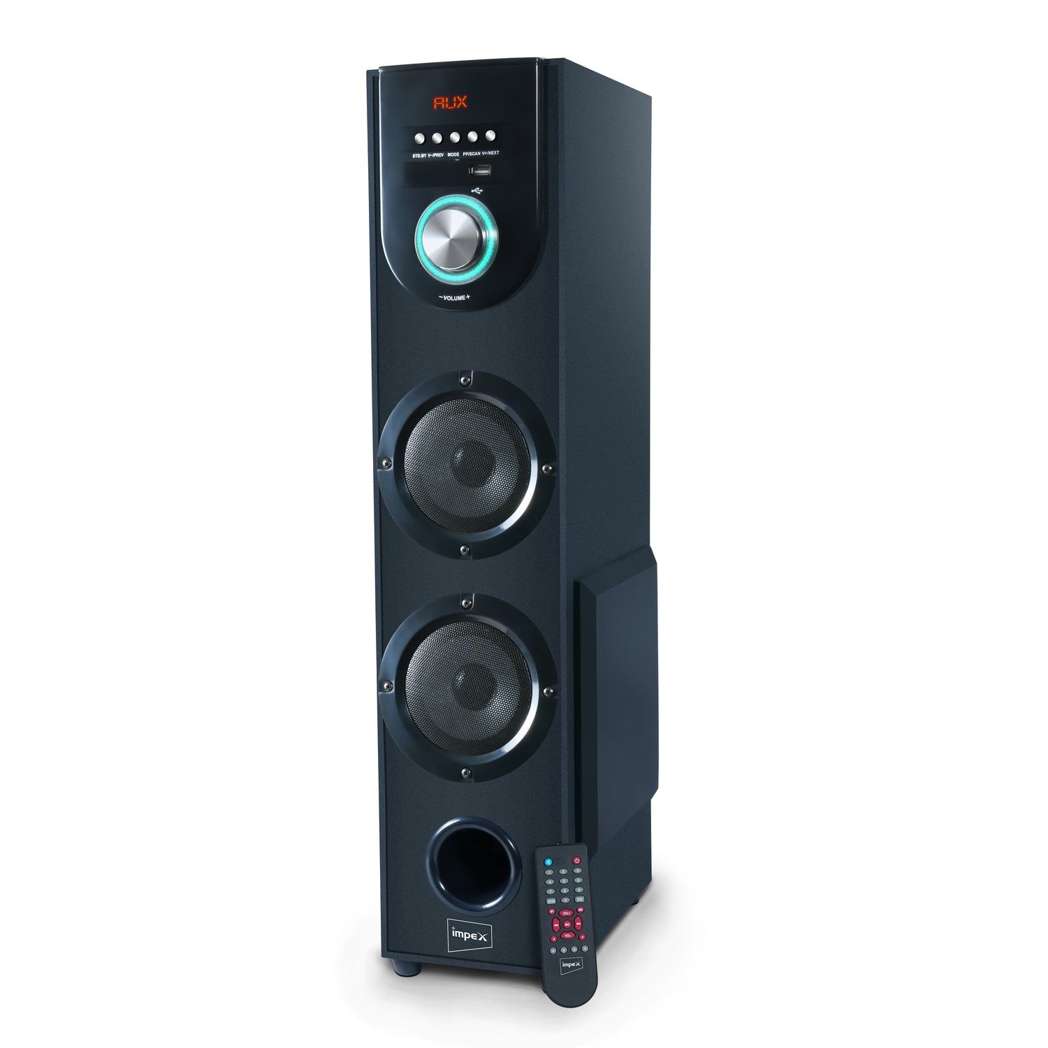 Impex THUNDER T9 60W Tower Speaker with Bluetooth 5.0, USB, AUX, FM Radio - Black | 1 Year Warranty