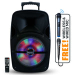Impex ST-80AN 55 Watts Multimedia Portable Trolley Speaker with USB/SD/TF/FM Radio/AUX/Remote/Bluetooth/Wireless Mic & DJ LED Light Function (Black)
