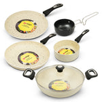 MIGO 6 Piece Granite Cookware Set | 5-Layer Super Granite Coating | Induction Compatible | Beige | 1-Year Warranty