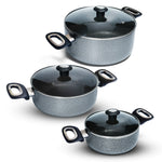 Impex Migo Cook and Serve Casserole Set 6 Pcs Nonstick Granite Cookware Set