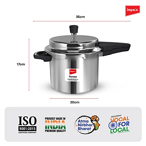 Impex Serene Stainless Steel Triply Pressure Cooker Outer Lid 3 Ltr, silver