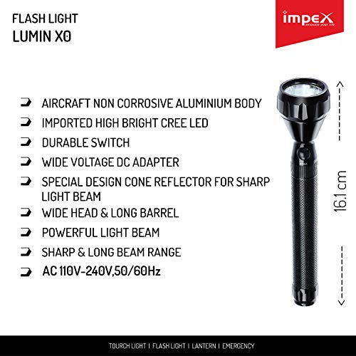 Impex Metal Flashlight, Black