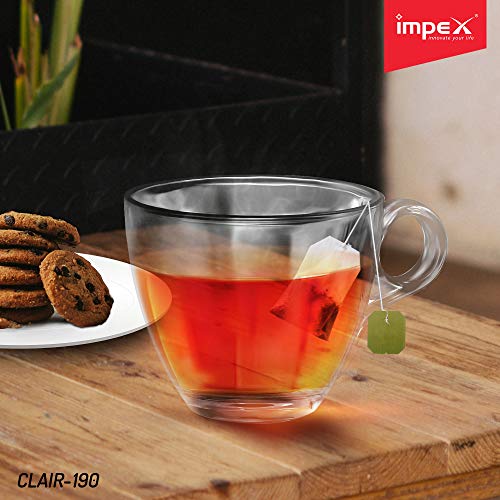 Impex CLAIR-190 Tea/Coffee Glassware Set (Set of 6 Glasses 190 ml,Transparent)