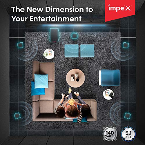 Impex FUSION 140 Watts 5.1 Channel Multimedia Speaker System with USB/SD/MMC Card/Bluetooth/FM Radio & Remote Function (Black)