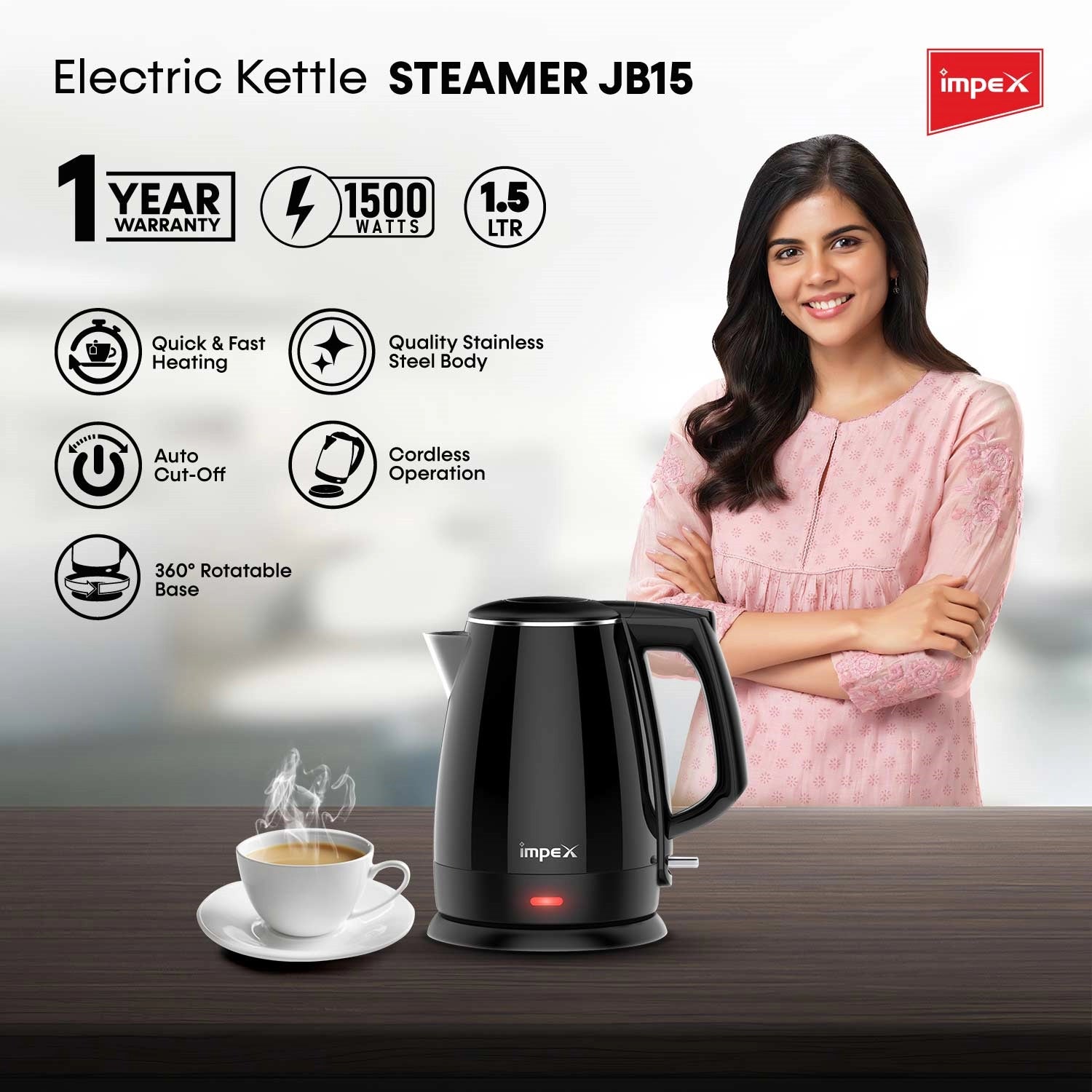 IMPEX Electric Kettle (STEAMER JB15)
