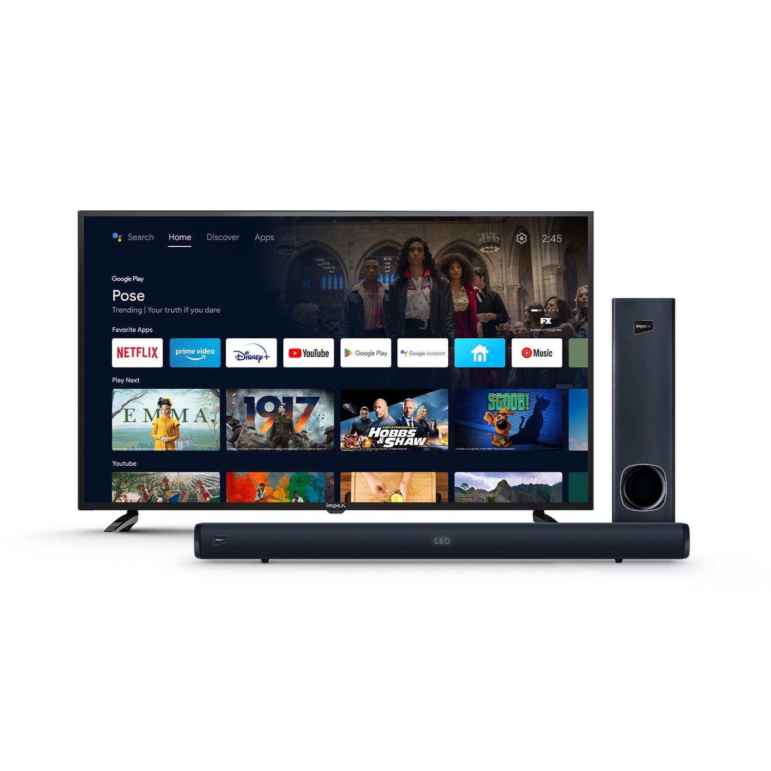 Impex special combo of 108 cm (43 Inches) Android Smart TV 2.1 Ch Multimedia Soundbar