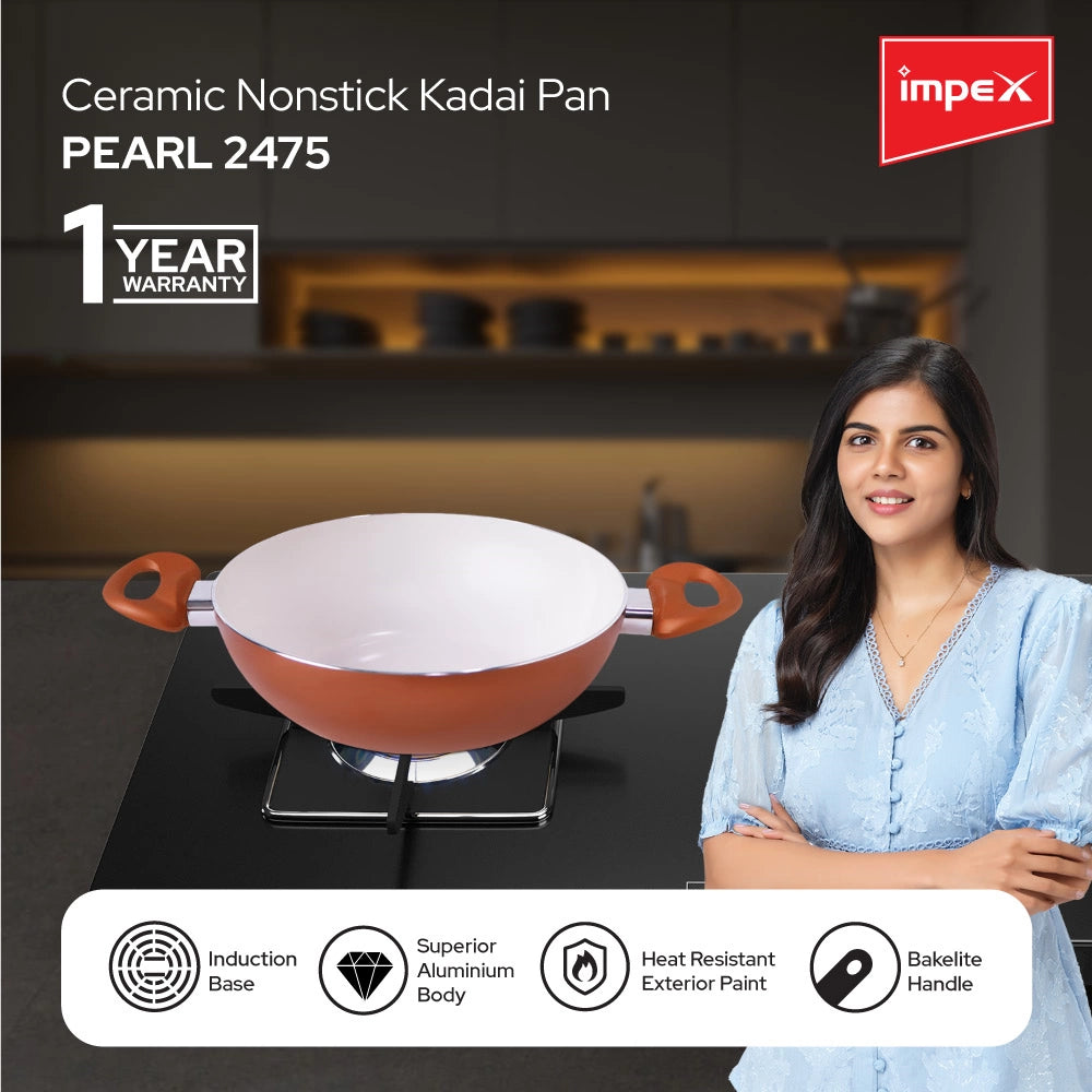 Impex Non-Stick Ceramic Kadai Pan (Pearl 2475)